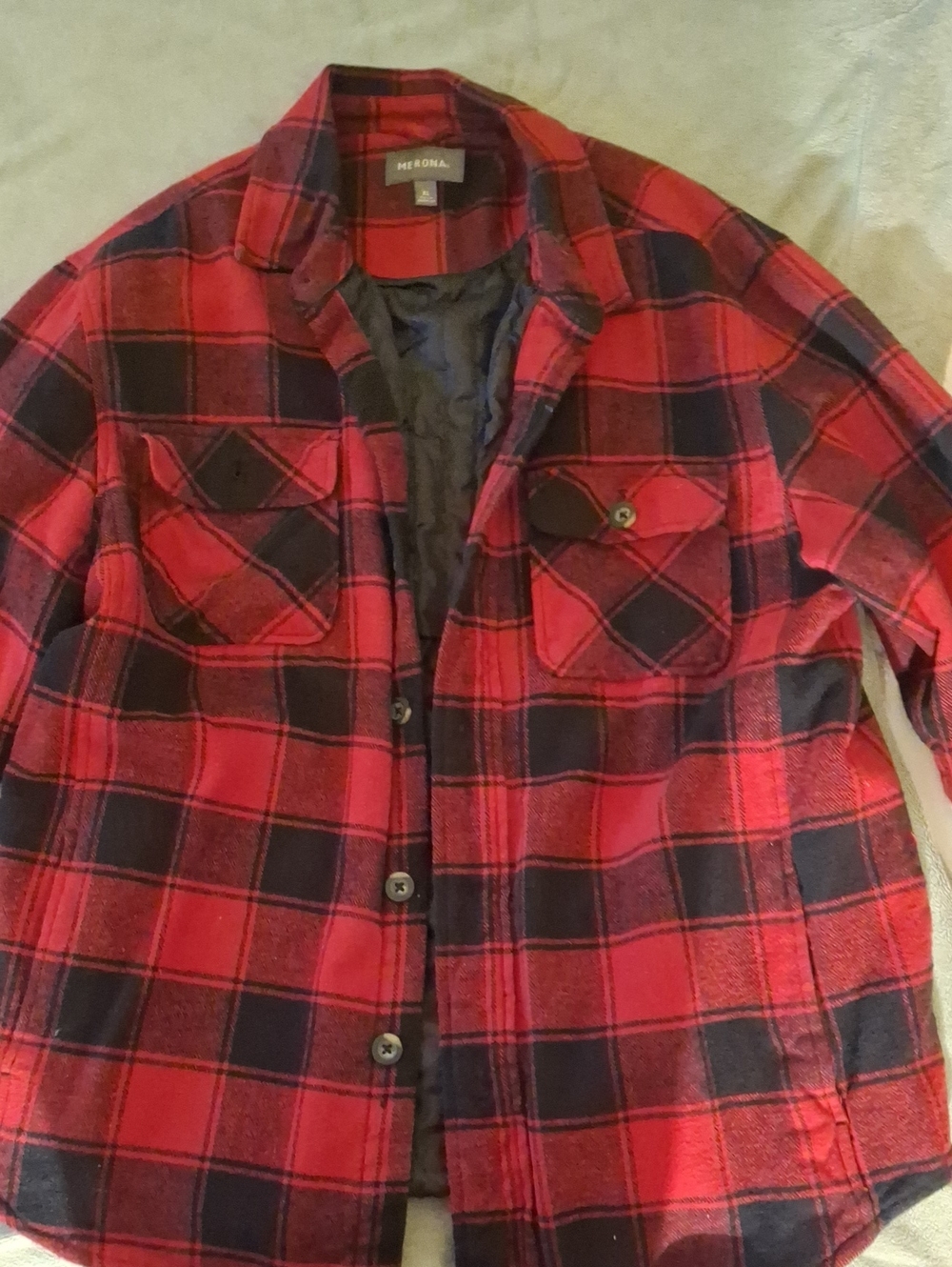 Merona Red and Black Plaid Shirt Jacket
